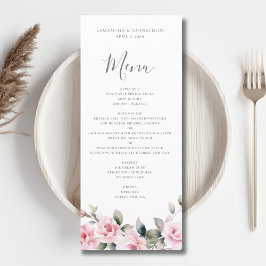 Elegante Menu Plano de Casamento com Aquarela Flor