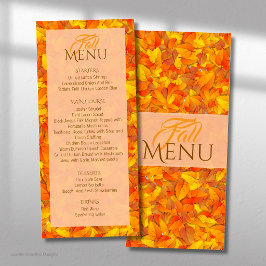 Elegante Menu Plano de Folhas Laranjas de Outono