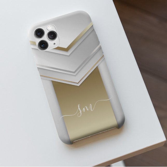 Elegante Metal 3D parece Monograma Dourado com Cal (Criador carregado)