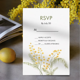 Elegante mimosa flores amarelo cartão rsvp de casa