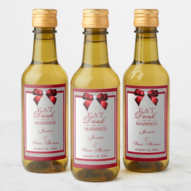 Elegante Mini Garrafa de Casamento em Vermelho Rub (Garrafas)