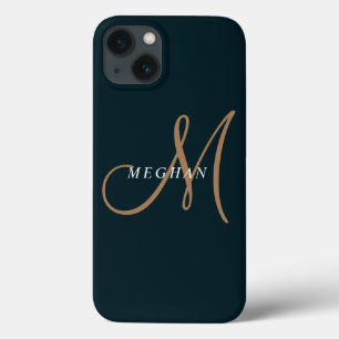 Elegante Minimalista Simples Azul Marinho Monogram