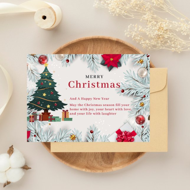 Elegante Modelo de Cartão de Natal Feliz (Elegant Merry Christmas Card Template)