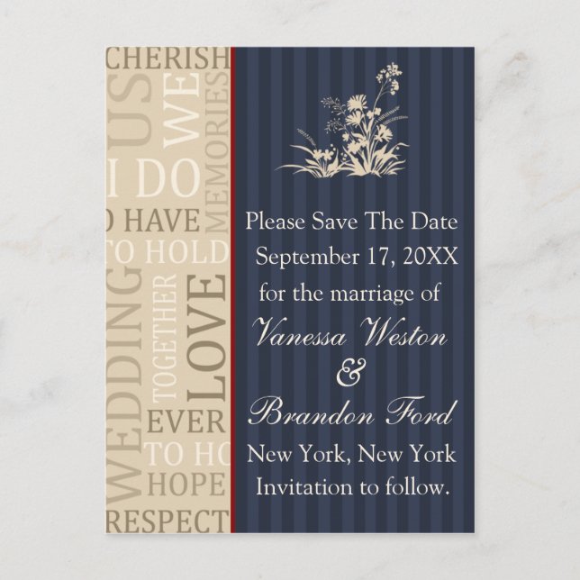 Elegante Modelo Salve O Casamento De Data (Frente)