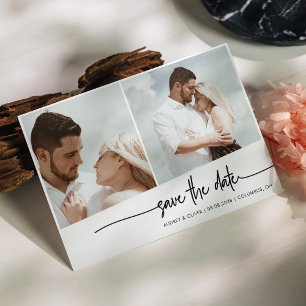 Elegante Modern Duas Fotografias Salvem o Cartão D