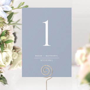 Elegante Modern Dusty Blue WedTable Number