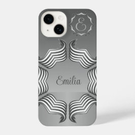Elegante Modern Peeking Heart Monograma iPhone 14