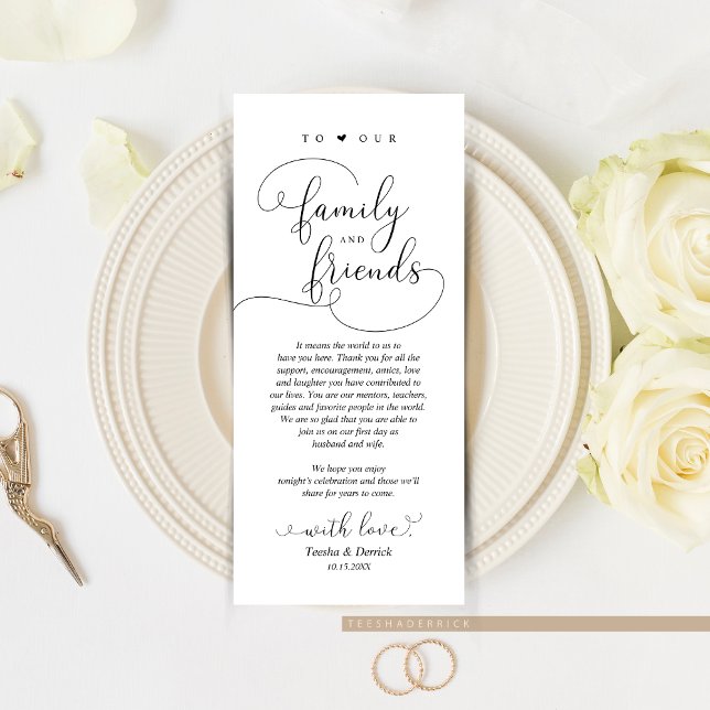 Elegante Moderno, Cartões de agradecimentos de Def (Wedding Dinner or Elopement Brunch Place Setting Thank You Card, In Modern Romantic themed.)
