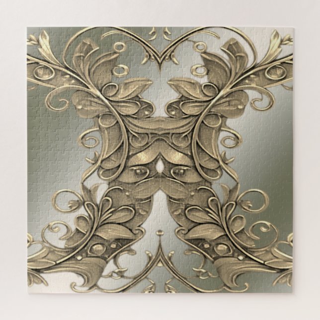 Elegante Moderno Dourado Decorativo Quebra-cabeça  (Vertical)