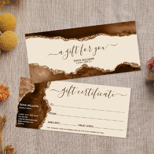 Elegante Moderno Dourado Glitter Agate Castanho