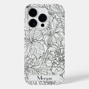 Elegante Moderno Flores Selvagens brancas e pretas