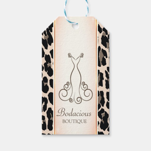 Elegante Moderno, Impressão de Leopardo, Etiquetas (Frente)