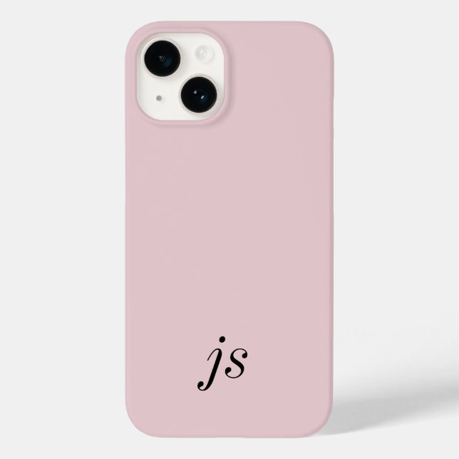 Elegante Moderno Rosa Cor-de-Rosa Preto Monograma  (Verso)