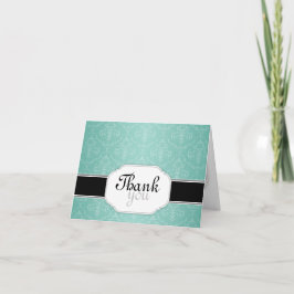Elegante Moderno Teal Damask Obrigado Cartões