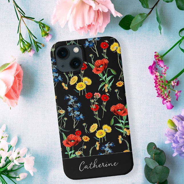 Elegante moderno Wildflower Name em preto (Criador carregado)