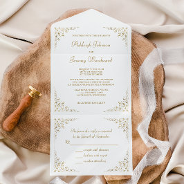 Elegante Moldura Botânica Vintage em Script Dourad