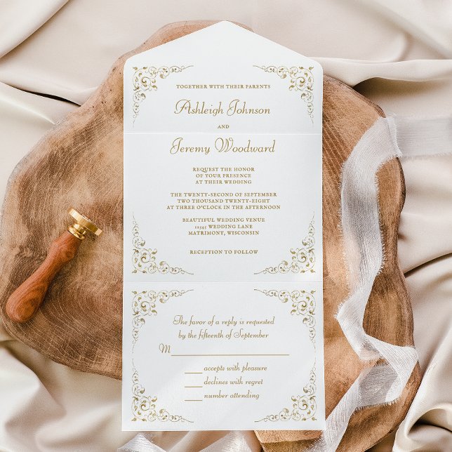 Elegante Moldura Botânica Vintage em Script Dourad (Criador carregado)