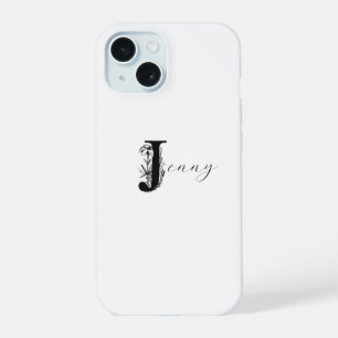ELEGANTE MONOGRAMA BRANCA NOME COM FLORAL J INICIA