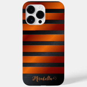 Elegante Monograma Colorblock Preto e Laranja
