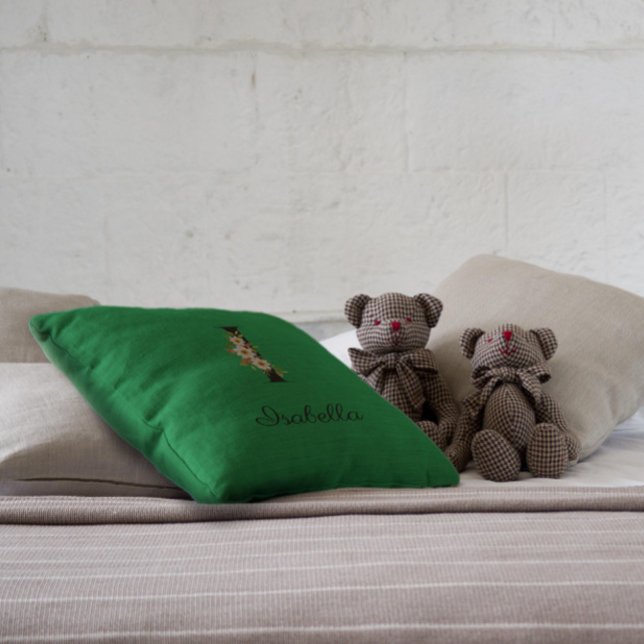 Elegante monograma de aquarela em verde almofada d (Criador carregado)