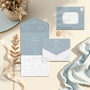 Elegante Monograma de Casamento com Arco e Fita De