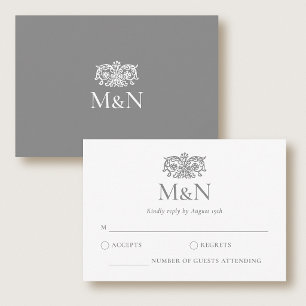 Elegante Monograma de Casamento RSVP Cinza Enclaus