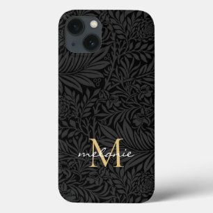 Elegante Monograma de Floral com Letra em Ouro Pre