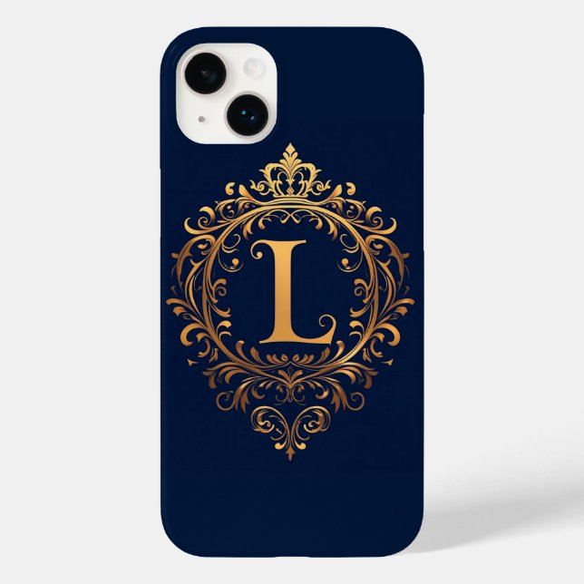 Elegante Monograma de Letra L Dourada (Verso)