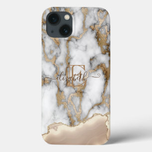 Elegante Monograma de Mármore Creme com Brilho Dou