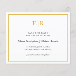 Elegante Monograma Dourado Orçamento Casamento Sal