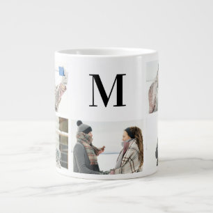 Elegante monograma e 5 caneca personalizada fotogr