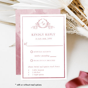 Elegante Monograma e Burgundy Watercolor RSVP