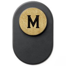 Elegante monograma inicial em glitter preto dourad