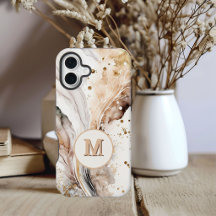 Elegante Monograma Marmore Marrom Dourado Desenho 