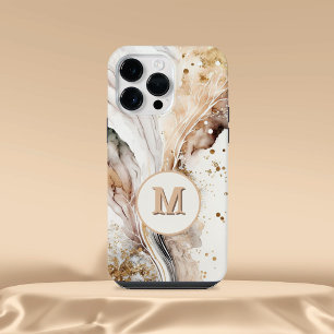 Elegante Monograma Marmore Marrom Dourado Desenho