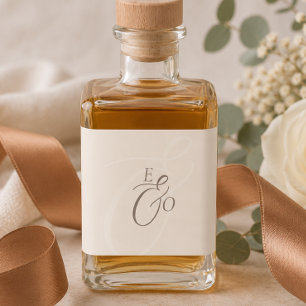 Elegante Monograma Marrom Sutil Casamento em Marfi