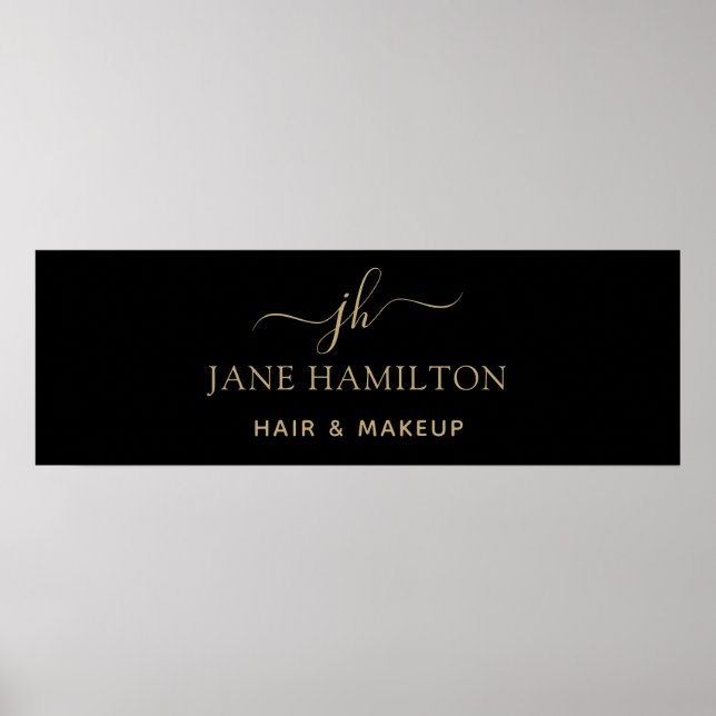 Elegante Monograma Nome inicial Poster de negócios (Frente)