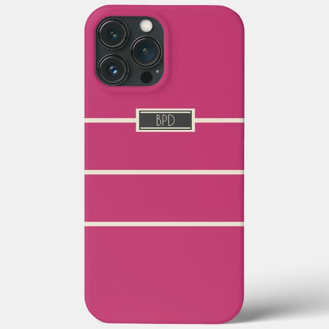 Elegante Monograma Personalizada Rosa Escuro (Verso)