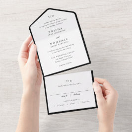 Elegante Monograma Preto e Branco Casamento Modern