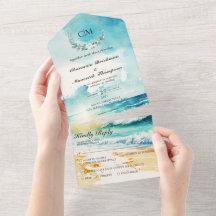Elegante Monograma Summer Beach Casando Tudo Em Um
