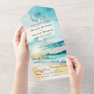 Elegante Monograma Summer Beach Casando Tudo Em Um
