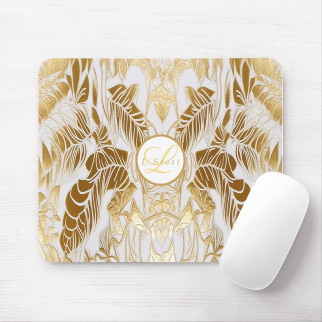 Elegante Monogrammed Gilded Aura Mousepad (Com mouse)