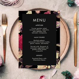 Elegante Moody Floral Wedding Menu