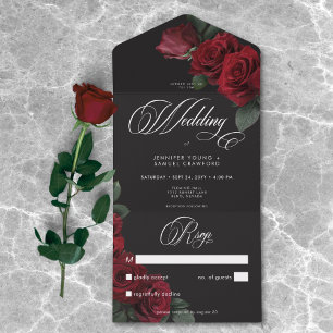 Elegante Moody Rosas vermelhas Casando Sem Janto