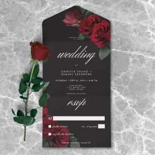 Elegante Moody Rosas vermelhas Casando Sem Janto