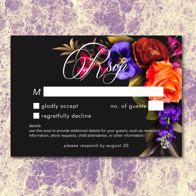 Elegante Moody Vibrant Sunset Floral No Janto RSVP (Elegant Moody Vibrant Sunset Floral No Dinner RSVP)