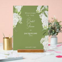 Elegante Moss Green White Hydrangeas Chá Bem-vindo