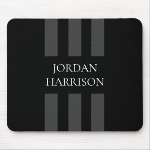 Elegante mouse pad com listras cinza e preto Logo