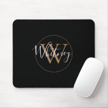 Elegante Mouse Pad com Monograma de Nome em Script
