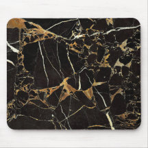 Elegante Mouse Pad de Mármore Preto e Dourado